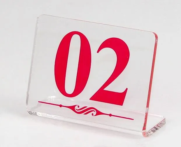 

New arrival L - type Restaurant table number card clear acrylic Digital Card seat card holder Hotel desk menu card 5pcs/lot
