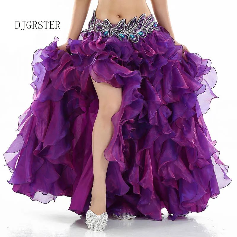 DJGRSTER Женская племенная юбка для танца живота 12 цветов женские длинные цыганские юбки льняная практика танца живота/платье для выступлений