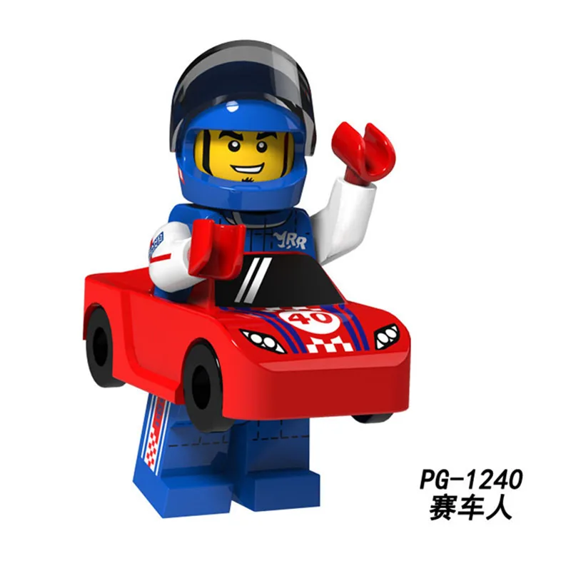 

PG8151 Red Race Car Guy 18th Figures Building Blocks Bricks Compatible with legoingly figure DIY Gifts Toys Kids