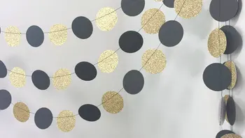 

Black and Gold Circle Garland - Gold Wedding Decor - Gold Glitter Garland - Black Gold Bridal Shower