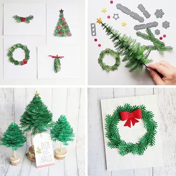 

Christmas Tree Metal Cutting Dies Set Stencil Leaves Pincone Dies Scrapbooking Paper Card Making DIY Albums Photo Decorations
