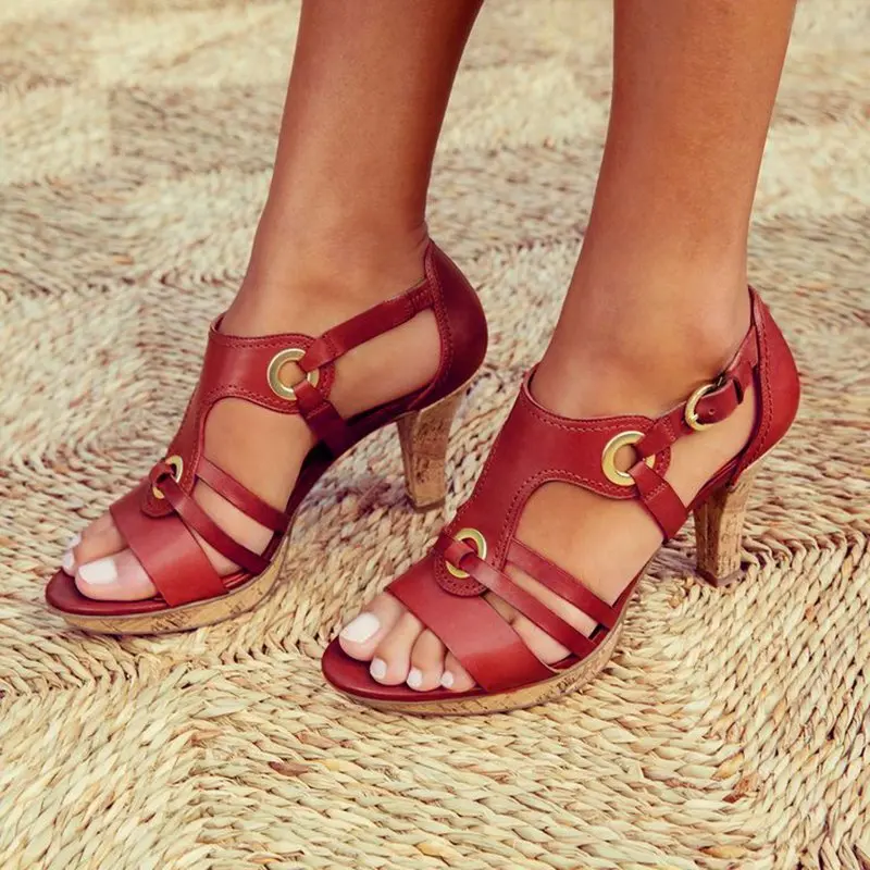 

LASPERAL High Heels Shoes Woman Pumps Women Sandals Ankle Strap Casual Buckle Strap Slip-on Shoes Plus Size zapatos de mujer