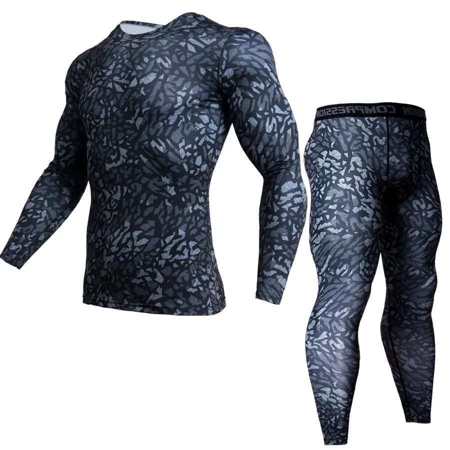Камуфляжный спортивный костюм для мужчин Рашгард комплект бодибилдинг одежда компрессионная футболка ММА одежда термобелье - Цвет: Photo Color
