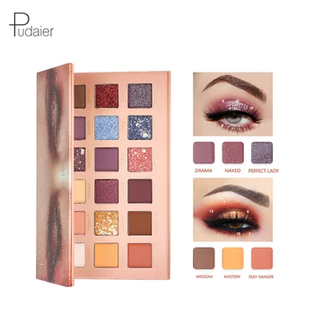 

PUDAIER 18 Colors Matte & Glitter Eyeshadow Palette Waterproof Nude Glitter Eye Shadow Makeup Pigment Smoky Fish Scale Eyeshadow