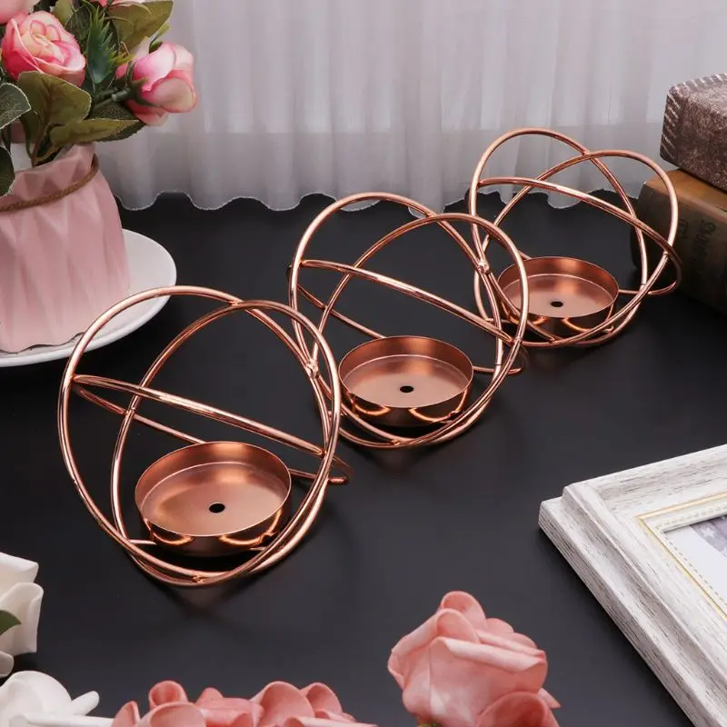 3D Round Candlestick Metal Wall Candle Holder Tealight Home Decoration
