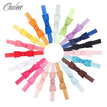 

20Pcs/Lot Kids Cute Bow-Knot Tie Headband Solid Ribbon Hair Bow Elastic HeadBands Handmade Hairbands Girl Hair Accessories