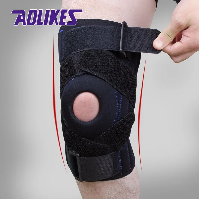 AOLIKES 1 قطعة قابل للتعديل متمحور ملفوف دعامة الركبة الرضفة ضغط الركبة يدعم نيباد الإغاثة ل كرة القدم كرة السلة