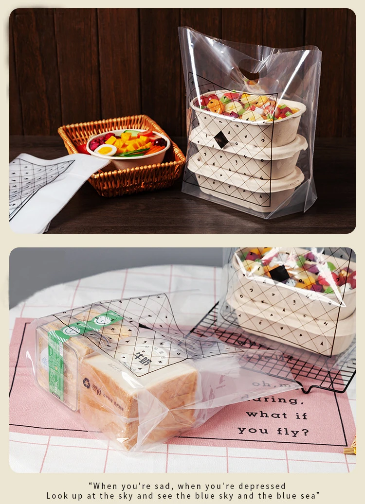 50 шт. пластиковый пакет для пищевых продуктов хозяйственная Подарочная сумка с ручкой вечерние свадебные пластиковые торт из конфет Упаковочные пакеты