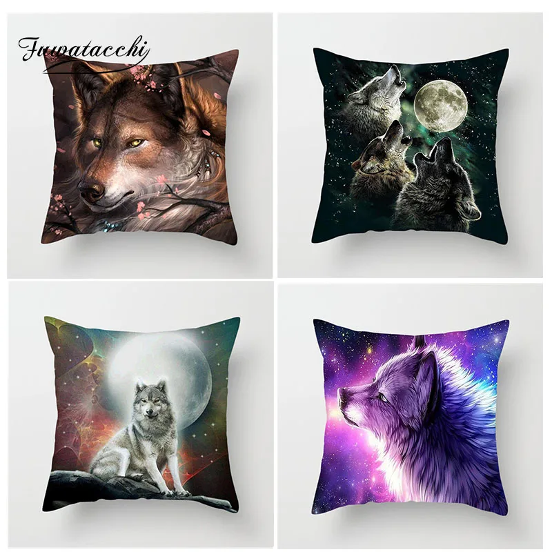 buy Fuwatacchi Animal Cushion Cover Wolf Husky Pillow Cover for Sofa Home Chair Bedroom Home Decoration Square Pillowcases