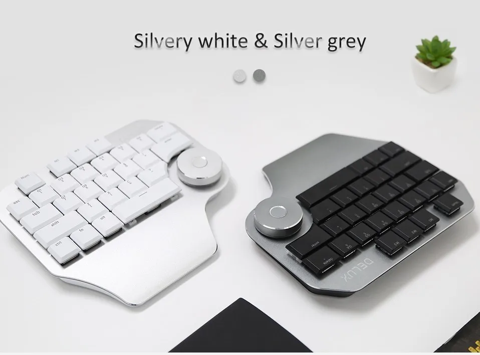Delux T11 Designer Keyboard With Smart Dial 3 Group Customizable Keys Keypad Mechanical Single Hand For Gaming Designer Software