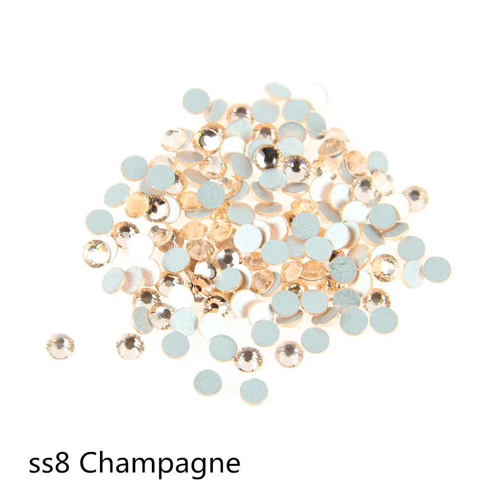 Top Quality Champagne Color Rhinestones ss8 Non Hotfix Flatback Rhinestones Glue Stones
