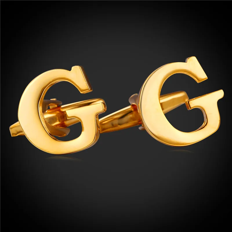Collare G L запонки Алфавит для мужчин s золотистые/Серебристые буквы мужские