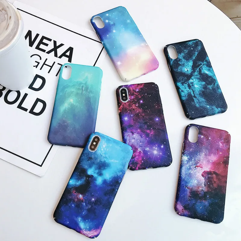 

Luminous Glaxy Stars Case Cover For Phone 6 6s 7 8 X 10 XR Fitted Case Nebula Patterned Shell Skin for Apple