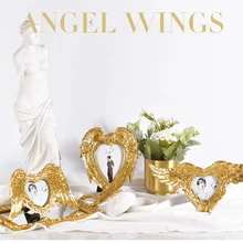 Горячая последние американские ретро золотые крылья Ангела в форме сердца Свадебная фоторамка рамка для фотографии для дома украшения