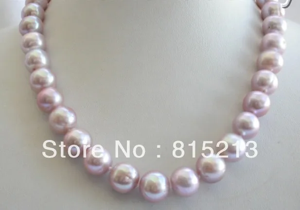 

FREE SHIPPING>>>@@ > N257 stunning wow big 13mm round lavender freshwater cultured pearl necklace