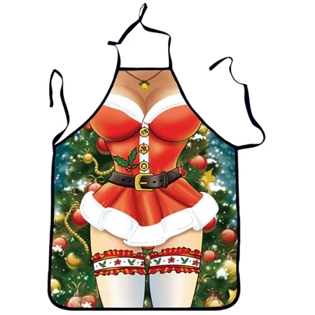 Christmas Apron Chef 3D Print Cooking Kitchen Halterneck Waist Aprons Wedding Party Accessories For Women Men 72x54cm