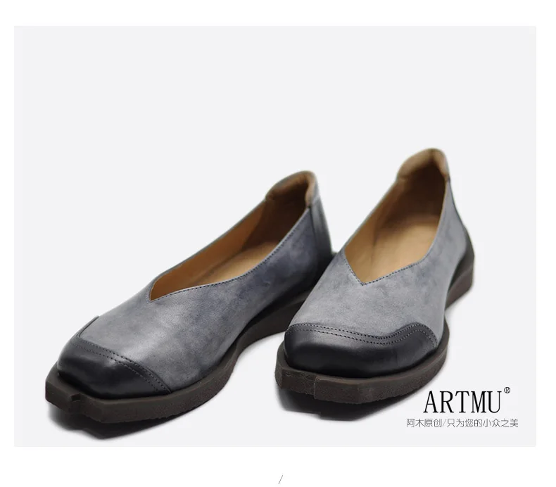 Artmu/оригинальная женская обувь с закрытым носком в стиле ретро новая весенняя повседневная обувь ручной работы из натуральной кожи на плоской подошве с круглым носком B19-5