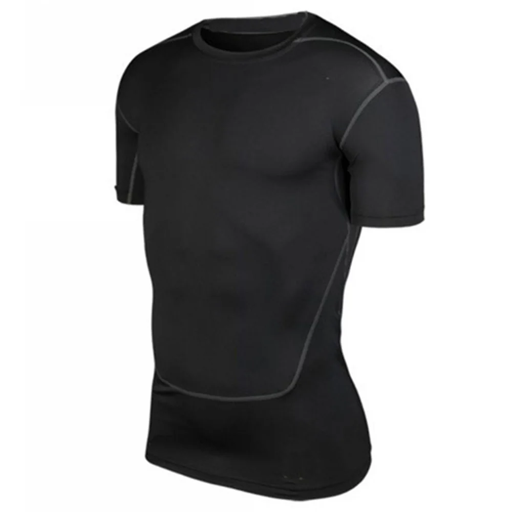 S-XXL для мужчин сжатия базовый слой футболки спортивные топы Спортивная Коллекция - Цвет: Черный