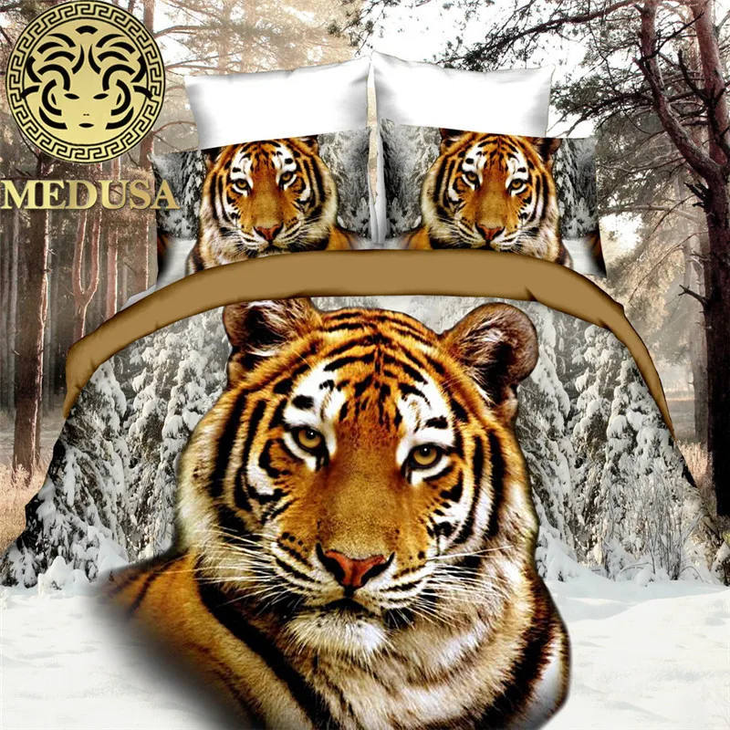 

2018 3d tiger bedding set double bed queen size bed linen set