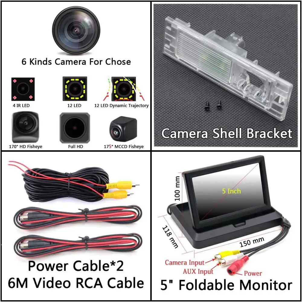 175 градусов рыбий глаз MCCD Starlight Парковка HD камера заднего вида для BMW 6 1 серии F20 F21 M6 E63 E64 M6 F06 мини клабман автомобиль - Название цвета: Camera 5 inch Fold