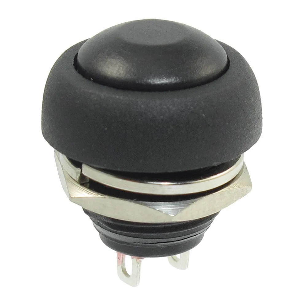 Buy 12mm Flush Mount SPST ON/OFF Momentary Black Round