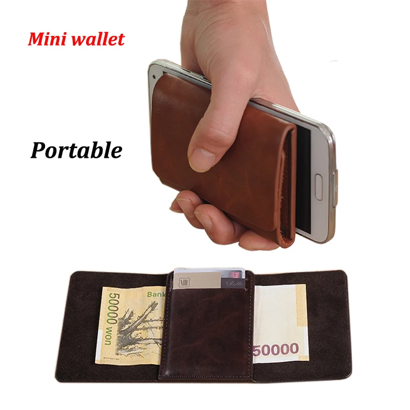 Portable Solid Genuine Leather small font b money b font font b clips b font wallet