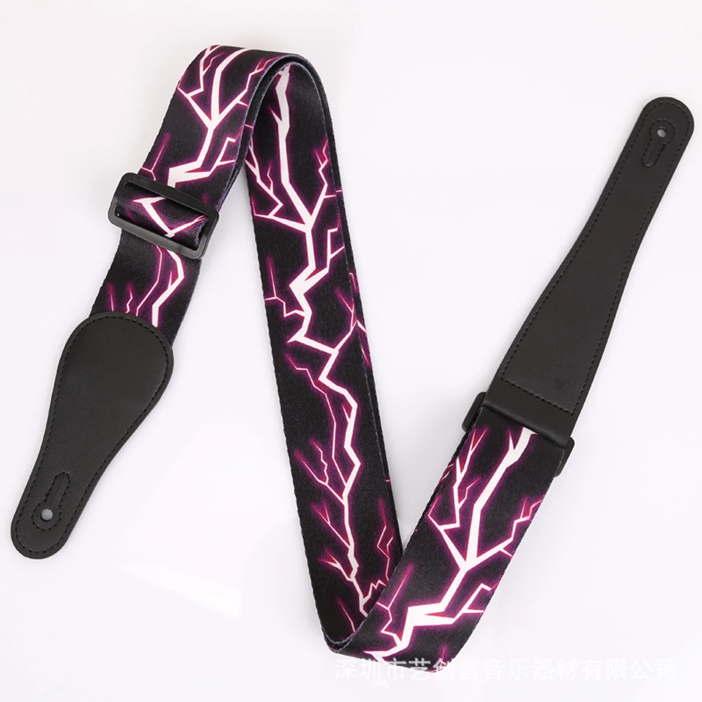 Red Lightning Pattern Guitar Strap Electric Guitar Acoustic Guitar Folk