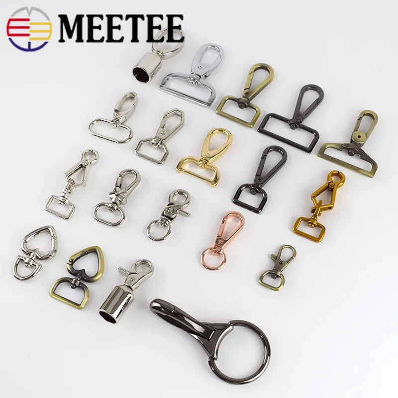 

Meetee Metal Bag Spring Buckle Carbines Swivel Lobster Clasp Snap Key Chain Ring Strap Stopper Cord Hooks Hardware Accessory