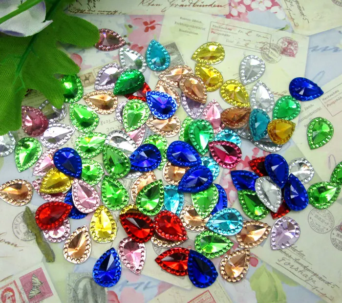 300Pcs Mixed Water Drop Shape Bling Resin Decoration Crafts Flatback Cabochon Scrapbooking Embellishments Beads Diy Accessories | Дом и сад