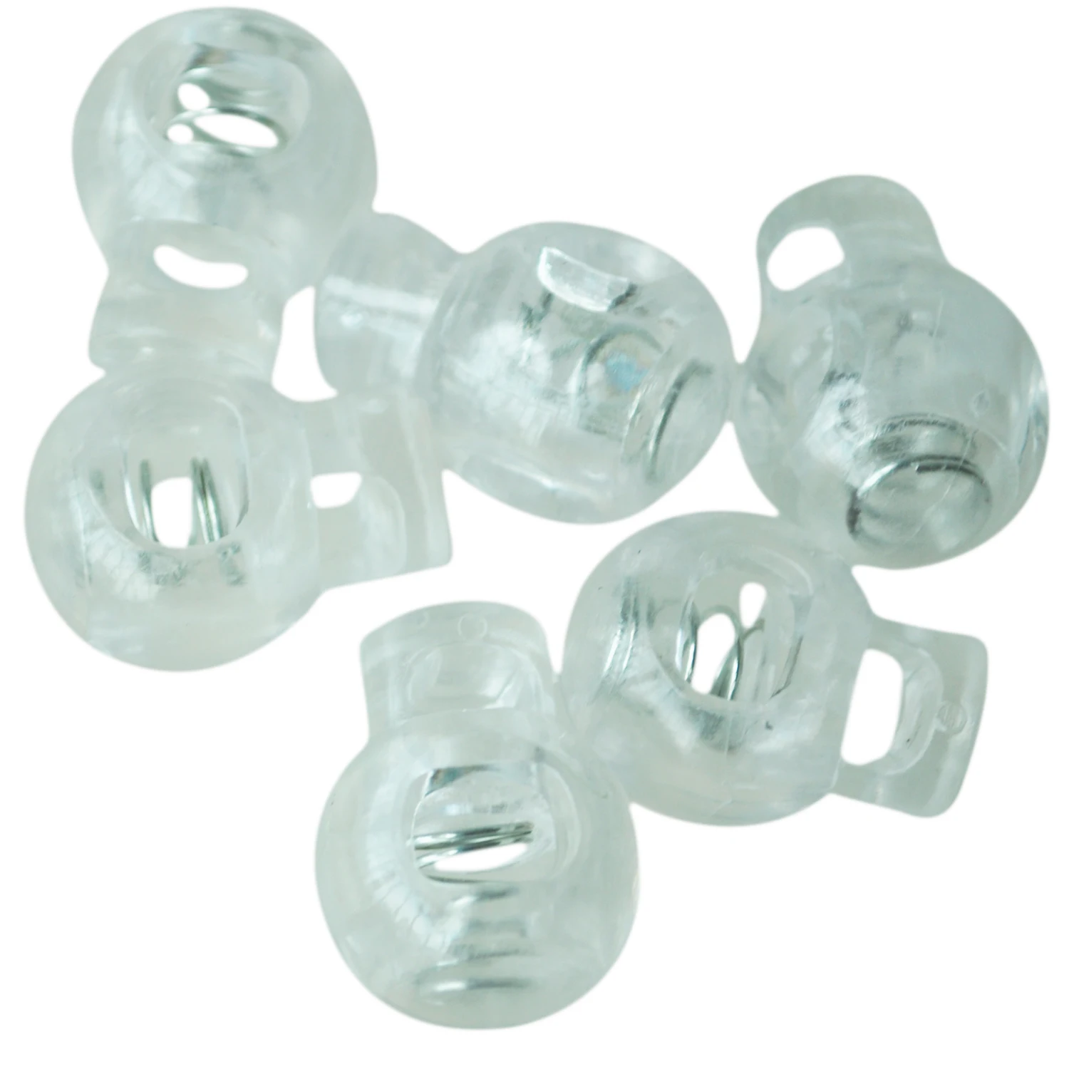 

Cord Locks Ends Spring Stop Toggles 6.5mm Dia Hole 20pcs Clear White