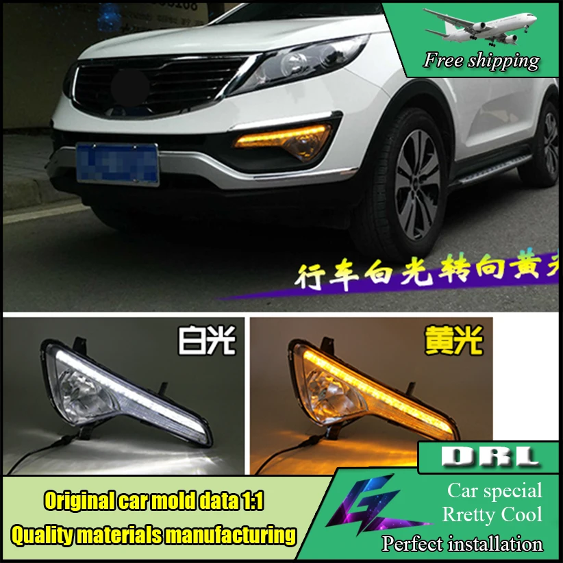 

Car LED DRL Kit For Kia Sportage R 2010 2011 2012 2013 High brightness guide led fog lamp Daytime running light Daylight