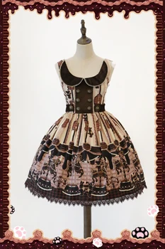 

Vintage Style Lolita JSK Dress Chocolate Trojan Series Printed Dress by Infanta