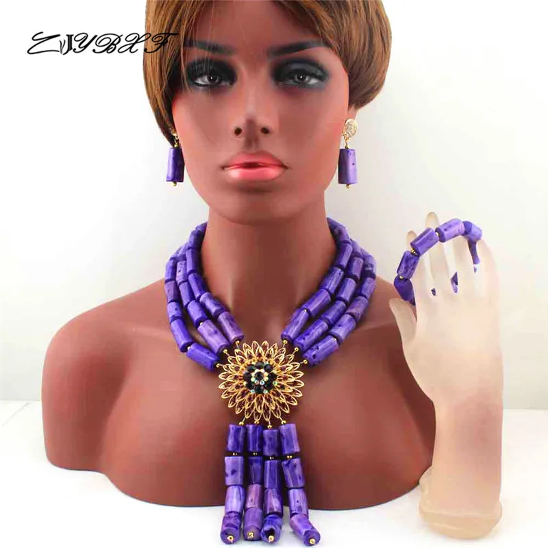 

New Purple Coral Pendant Necklace Set earrings Wedding African Coral Jewelry Set Bridesmaid Necklace Free Shipping L1148