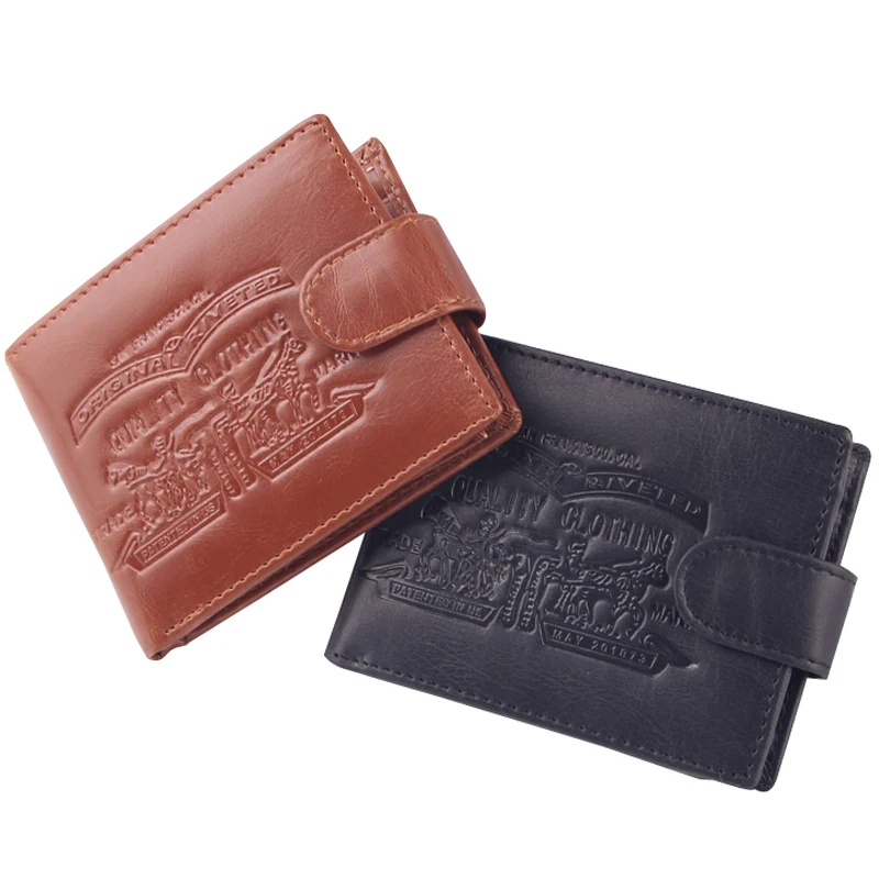 

Best Selling PU Leather Men Wallets Card Holder With Note Compartment Short Vintage Design Wallet Purse High Quality
