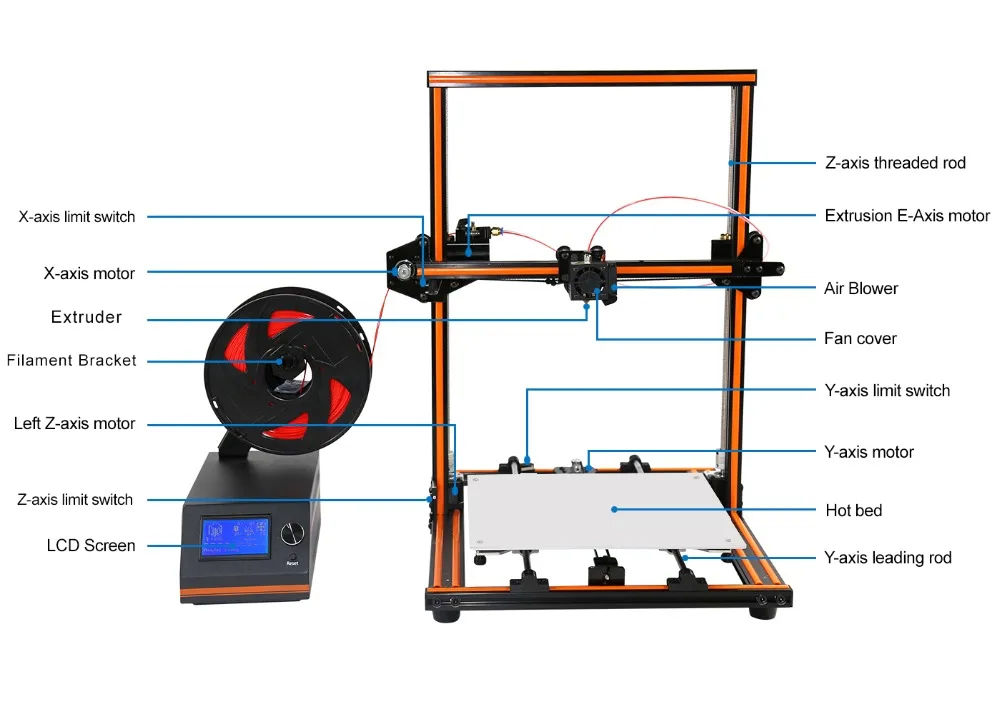 Anet E10 E12 3d принтер с 300*300*400 мм легко собрать большой размер Reprap Prusa i3 Impressora 3d принтер 10MPLA новое поступление