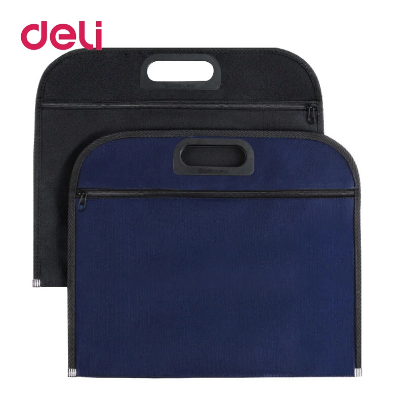 

Deli 1pcs File bag canvas portable portfolio business office zipper file bag B4 thick briefcase storage bag A4 340*305mm