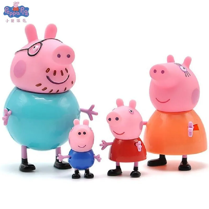 Peppa Pig для маленьких девочек Джордж Семья 4 PiecesMom и папа действие модель куклы Pelucia аниме игрушки детский день рождения рождественские