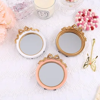 

Round Mini White Resin Tray Golden Storage Trays Pink Mirror Organization Dish Fruit Cakes Jewelry Plate Decorative crafts