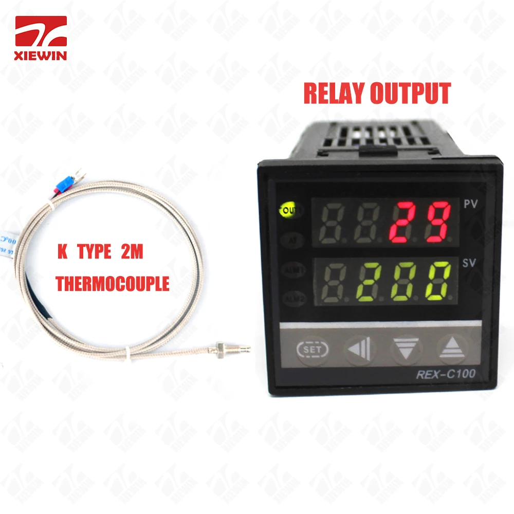 

Free Shippping REX-C100 PID Temperature Controller Relay Output with 2M K type screw Thermocouple