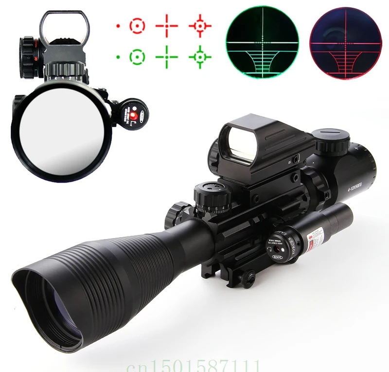 

Riflescopes Hunting scopes 4-12X50 EG Tactical Rifle Scope & Holographic 4 Reticle Sight & Red Laser