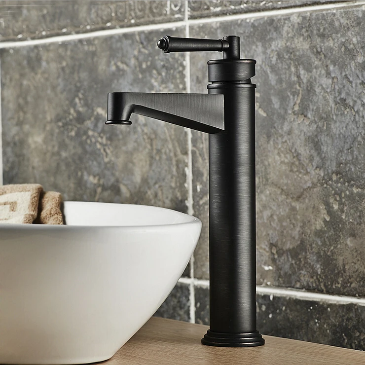 

L16166 High Quality Deck Mounted Brass Material Black Color Bathroom Vanity Tap