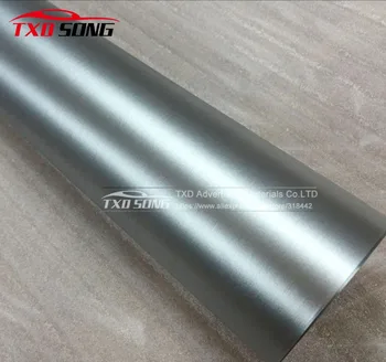 

Silver metallic matte chrome wrap vinyl film with air free bubbles with size:1.52*20M/Roll by free shipping