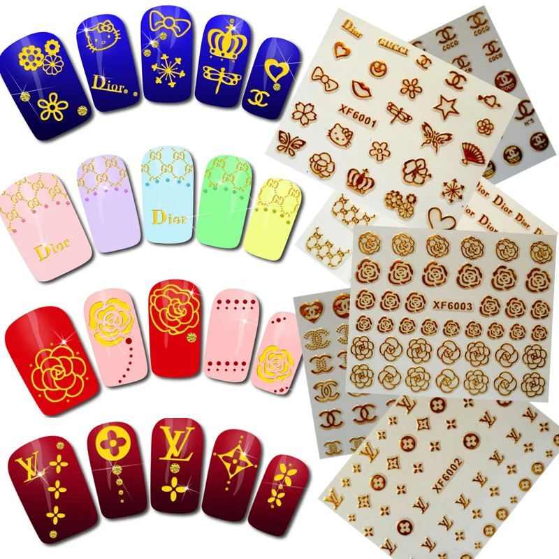 

3D Nail Sticker Back Glue Sticker Luxury Design Everything For Manicure Logo Sticker Brand Nail Art Decoration Nails Accessoires