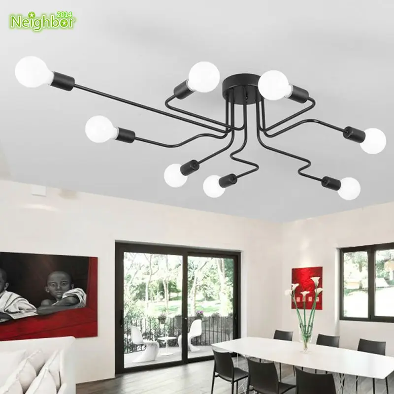 

Vintage Ceiling Lights Lamps For Living Room Iluminacion Ceiling Light Wrought Iron Luminaria E27 Bulb For Home Lighting Fixture