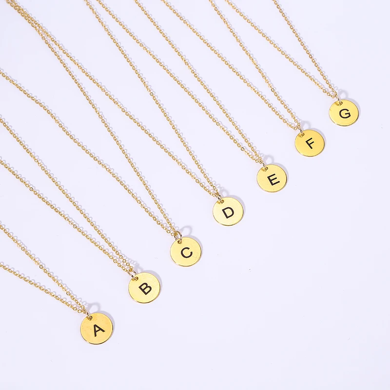 

1pcs gold Letter Design Capital Initial Necklace Women Men Jewelry black font gold stainless steel Alphabet Letter Necklace