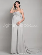 Sin tirantes de Vestidos de Noche 2017 Crystal Una Línea Imperio de Gasa de La Mujer Embarazada Prom Party robe de soirée 6151517