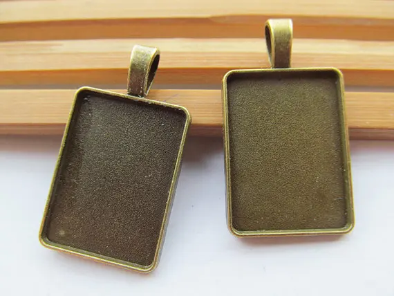 

50pcs 2 colors Rectangle Base Setting Tray Bezel Pendant Charm/Finding,fit 18mmx25mm Cabochon/Picture/Cameo,Big Bail