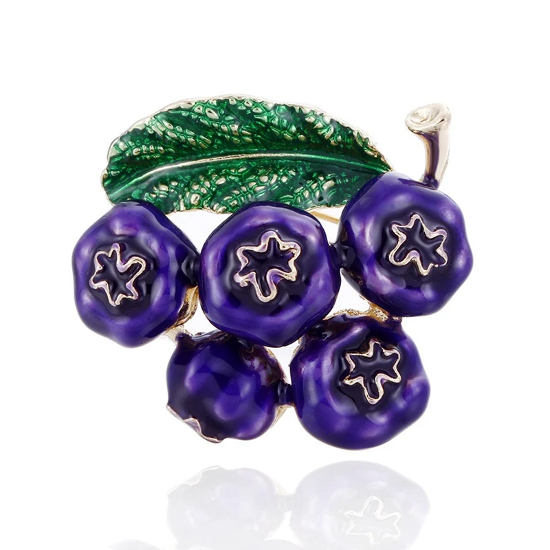 

Girls' Hat Bag Broche Badge Gifts Purple Enamel Blueberry Brooches Women Men's Alloy Plant Brooch Pins