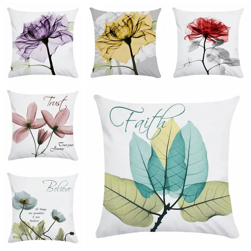 Beautiful Flower Print Cushion Cover Spring Home Decoration Soft