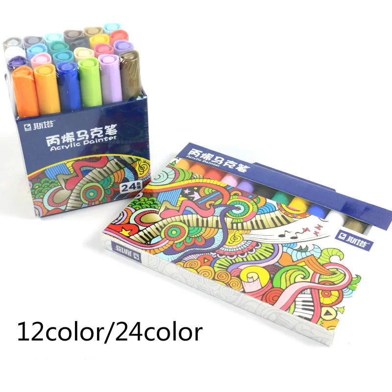 

12/24 Color Environmentally Friendly Non-toxic Watercolor Pen Painting Color Graffiti Acrylic Water Mark Student Drawing Marker